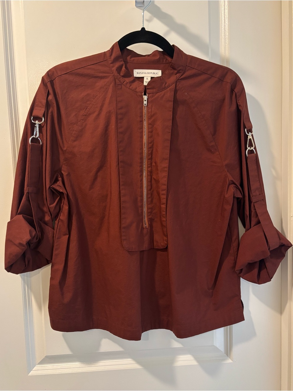 Banana Republic COTTON POPLIN ZIP POPOVER TOP, small